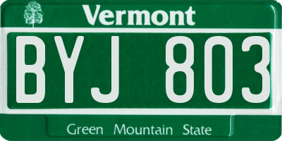 VT license plate BYJ803