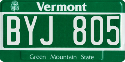 VT license plate BYJ805