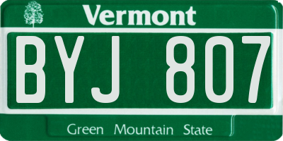 VT license plate BYJ807