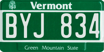 VT license plate BYJ834