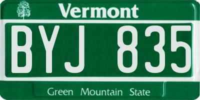 VT license plate BYJ835