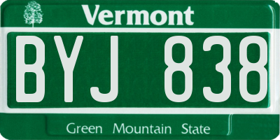 VT license plate BYJ838