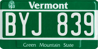 VT license plate BYJ839
