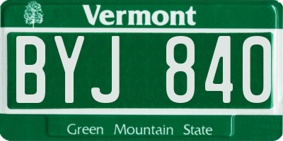 VT license plate BYJ840