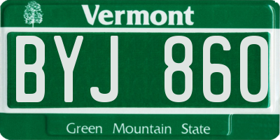 VT license plate BYJ860