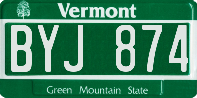 VT license plate BYJ874
