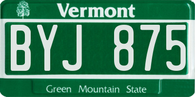 VT license plate BYJ875