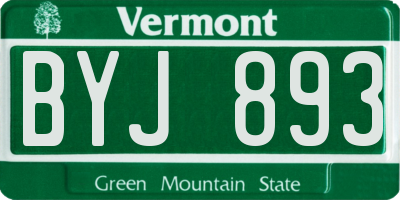 VT license plate BYJ893