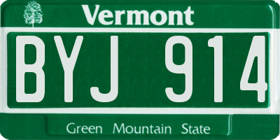 VT license plate BYJ914