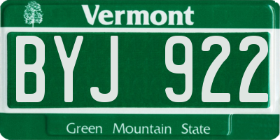 VT license plate BYJ922
