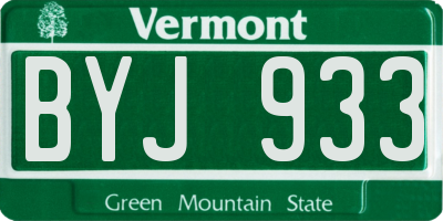 VT license plate BYJ933