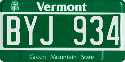VT license plate BYJ934