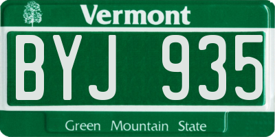 VT license plate BYJ935
