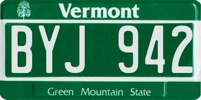 VT license plate BYJ942