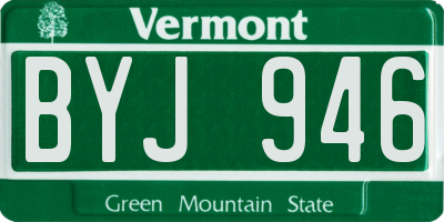 VT license plate BYJ946