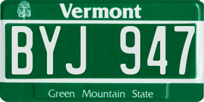 VT license plate BYJ947