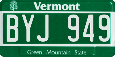 VT license plate BYJ949
