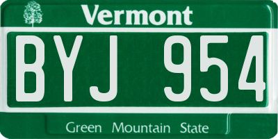 VT license plate BYJ954