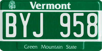 VT license plate BYJ958