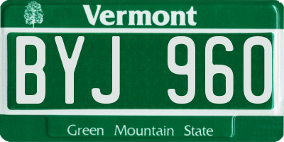 VT license plate BYJ960