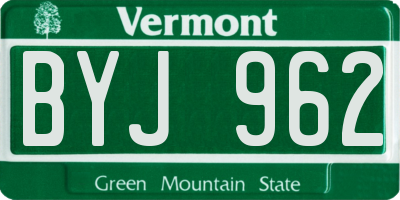 VT license plate BYJ962