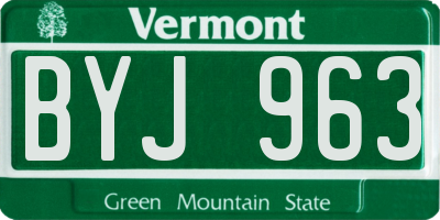 VT license plate BYJ963