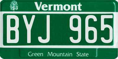 VT license plate BYJ965