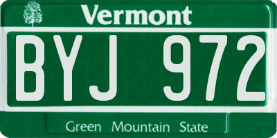 VT license plate BYJ972
