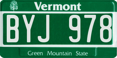 VT license plate BYJ978