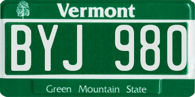VT license plate BYJ980
