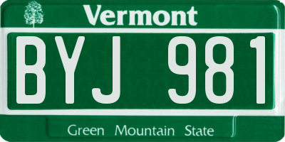 VT license plate BYJ981