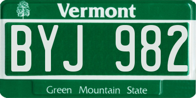 VT license plate BYJ982