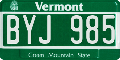 VT license plate BYJ985