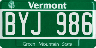 VT license plate BYJ986