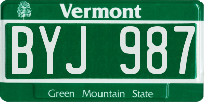 VT license plate BYJ987