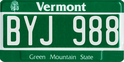 VT license plate BYJ988