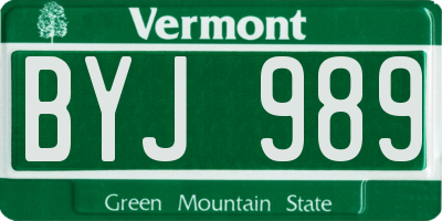 VT license plate BYJ989