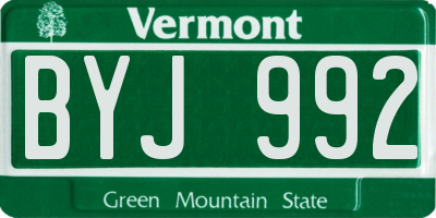 VT license plate BYJ992