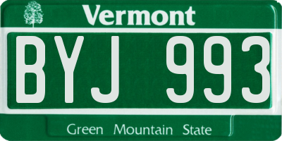 VT license plate BYJ993