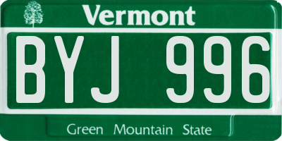 VT license plate BYJ996