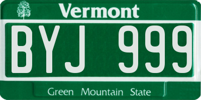 VT license plate BYJ999