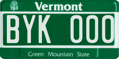 VT license plate BYK000