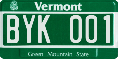 VT license plate BYK001