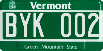 VT license plate BYK002