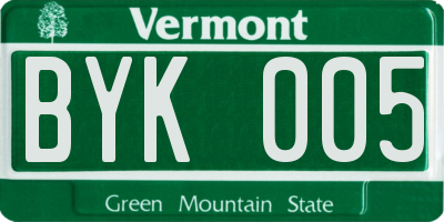 VT license plate BYK005