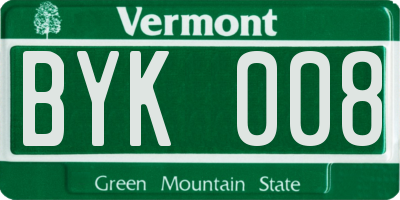VT license plate BYK008