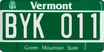 VT license plate BYK011