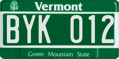 VT license plate BYK012