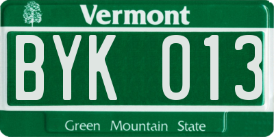VT license plate BYK013