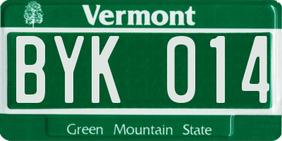 VT license plate BYK014